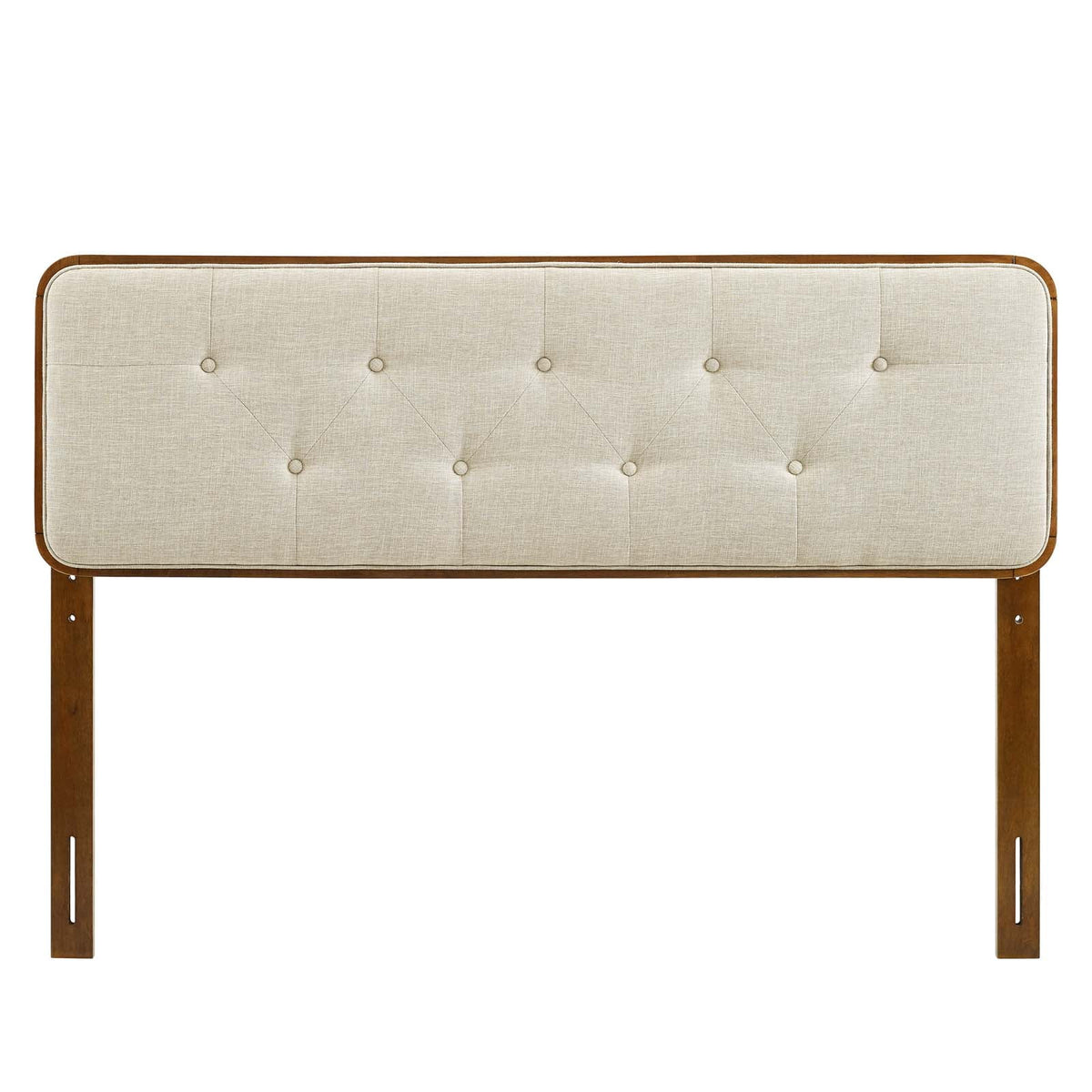 Queen Fabric and Wood Headboard in Walnut Beige Y96520