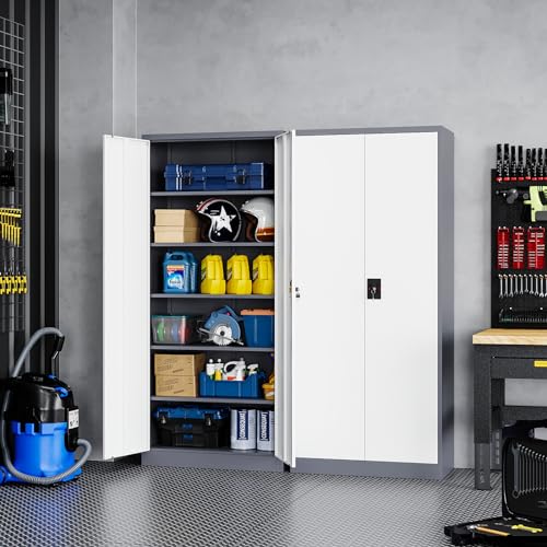 Black Gray Metal Storage Cabinet with Lock S929361