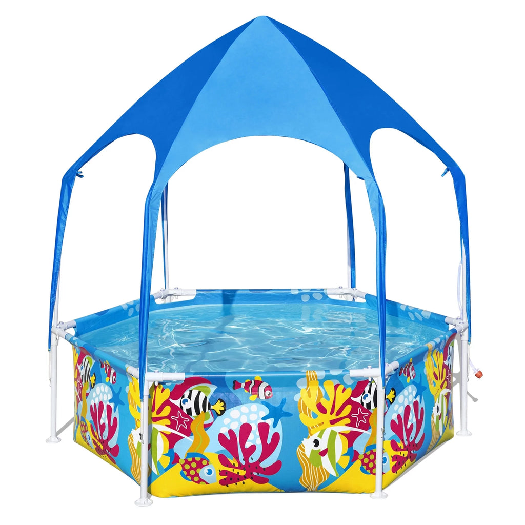 6' x 20 Above Ground Round Swimming Pool with Canopy I502