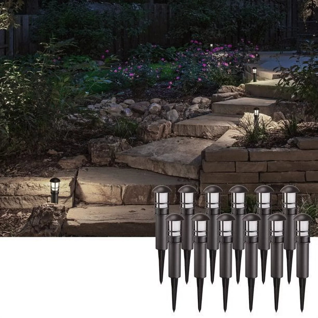 12 Pack 3W 12V Low Voltage Waterproof LED Landscape Lights 4000K Cool White E9059