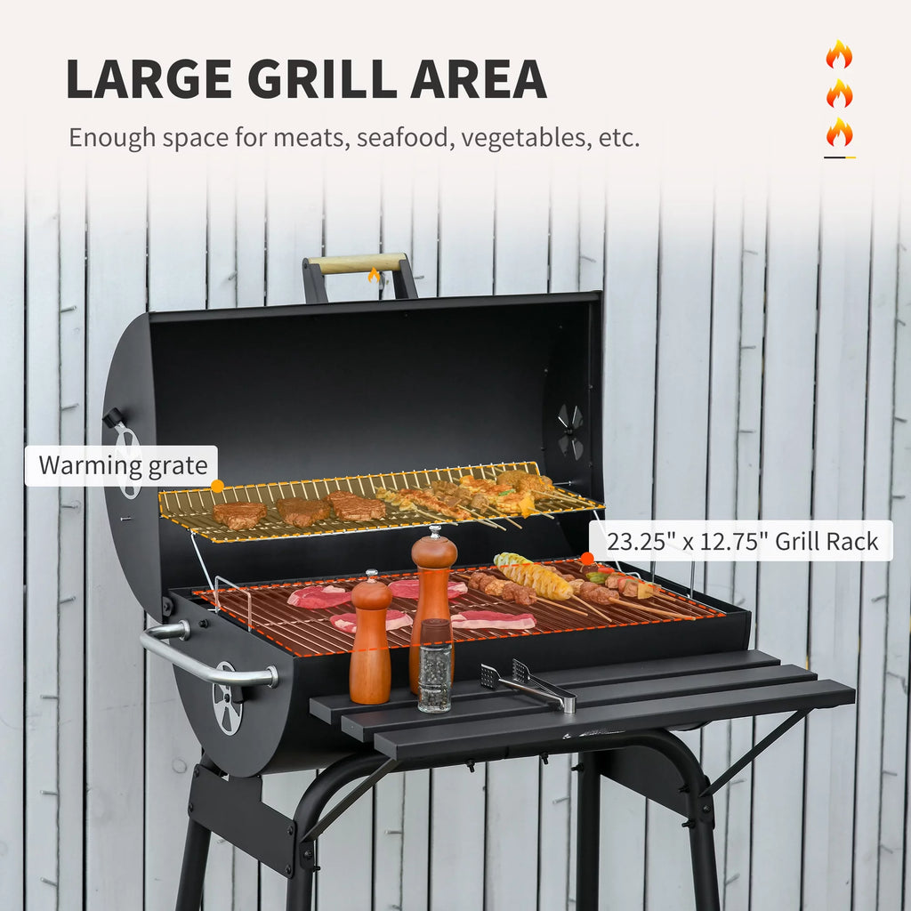 Portable Charcoal BBQ Grill and Offset Smoker Combo B151