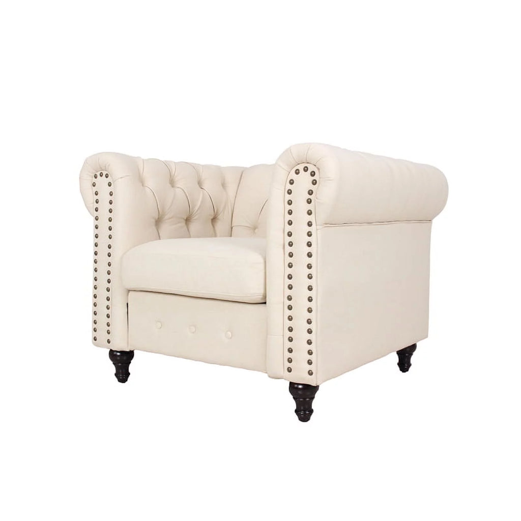 Cream Microfiber Living Room Chair Set Y911160