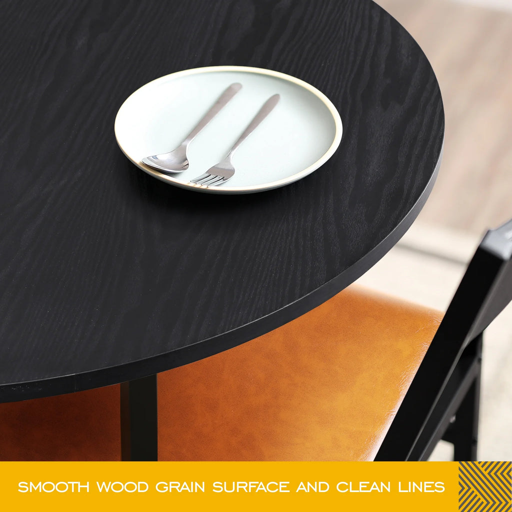 Round Dining Table Set with 2 Cushioned Chairs V378