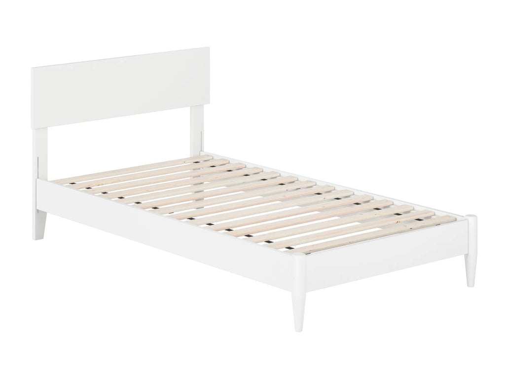 White Solid Wood Low Profile Platform Bed J544739