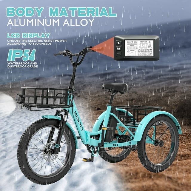 Electric Folding Tricycle with 500W Motor, 48v 14.5Ah Battery, 20*3in Fat Tires A967