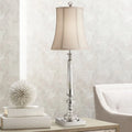 Traditional Buffet Table Lamp 32" Tall Clear Crystal Taupe Bell Shade C75242