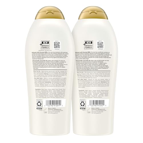 Sulfate Free Coconut Milk Shampoo and Conditioner Set 2 Pack U3894