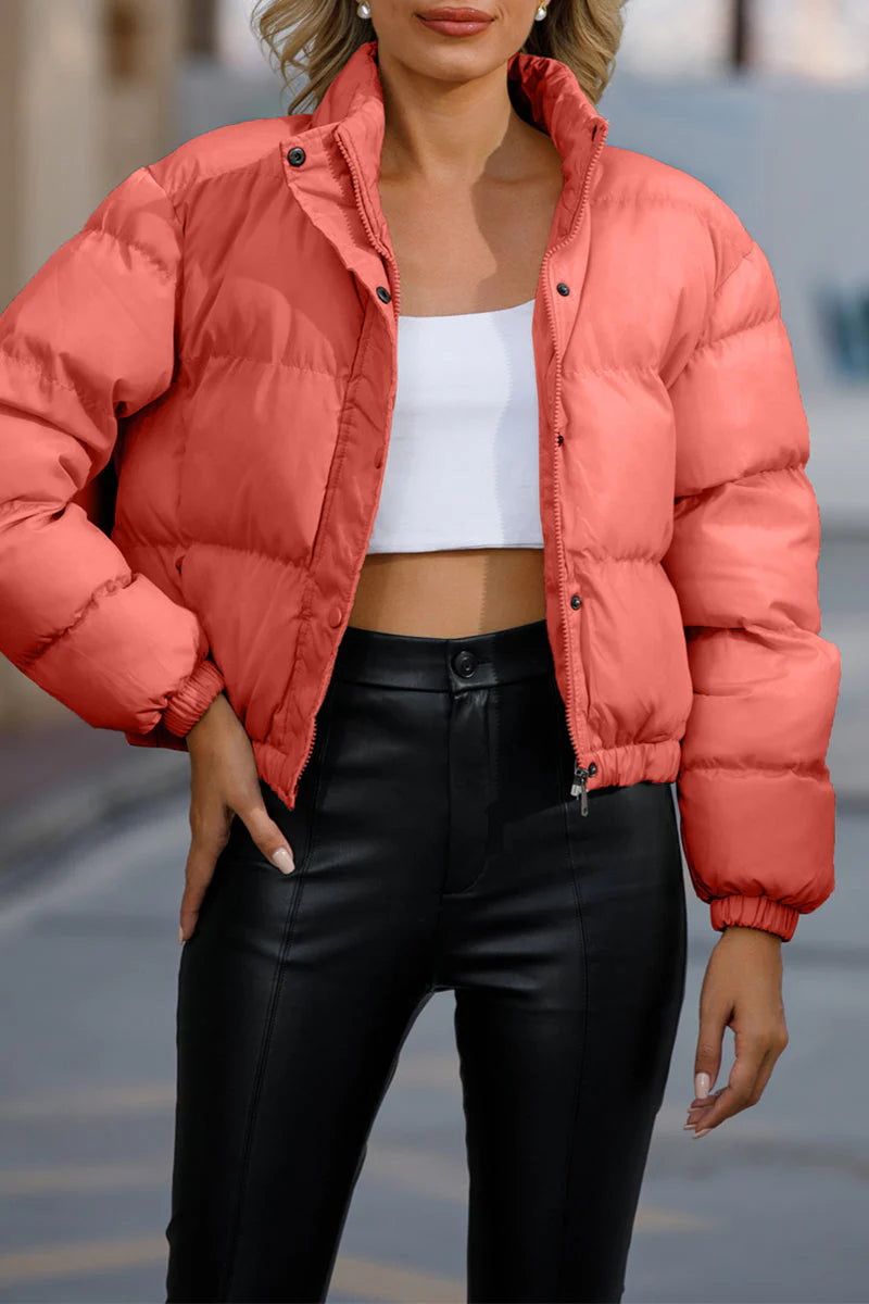 Solid Pocket Turtleneck Outerwear J73143