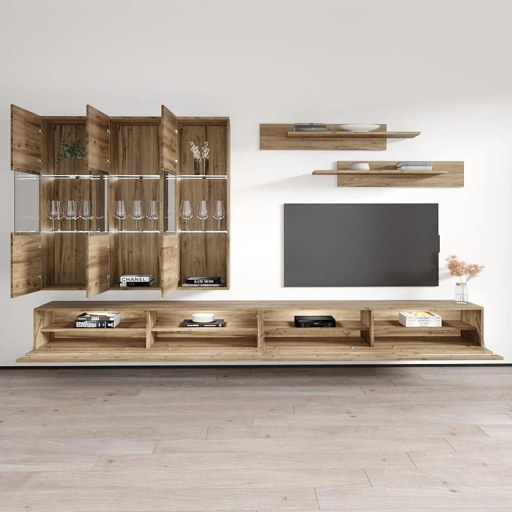 Oak Wall Mounted Floating Entertainment Center M81241