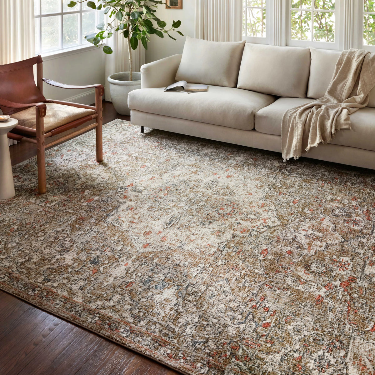 Grey Distressed Medallion Area Rug 7'10" x 10' F60386