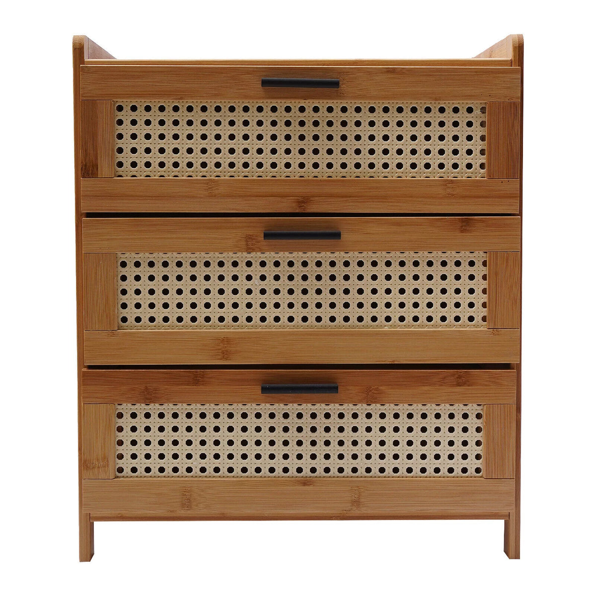 Bamboo Wood 3 Sliding Drawers Nightstand C6295