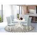 Linen White & Baby Blue Dining Table Set of 4 W2937