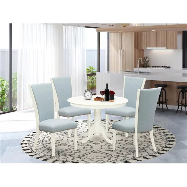 Linen White & Baby Blue Dining Table Set of 4 W2937