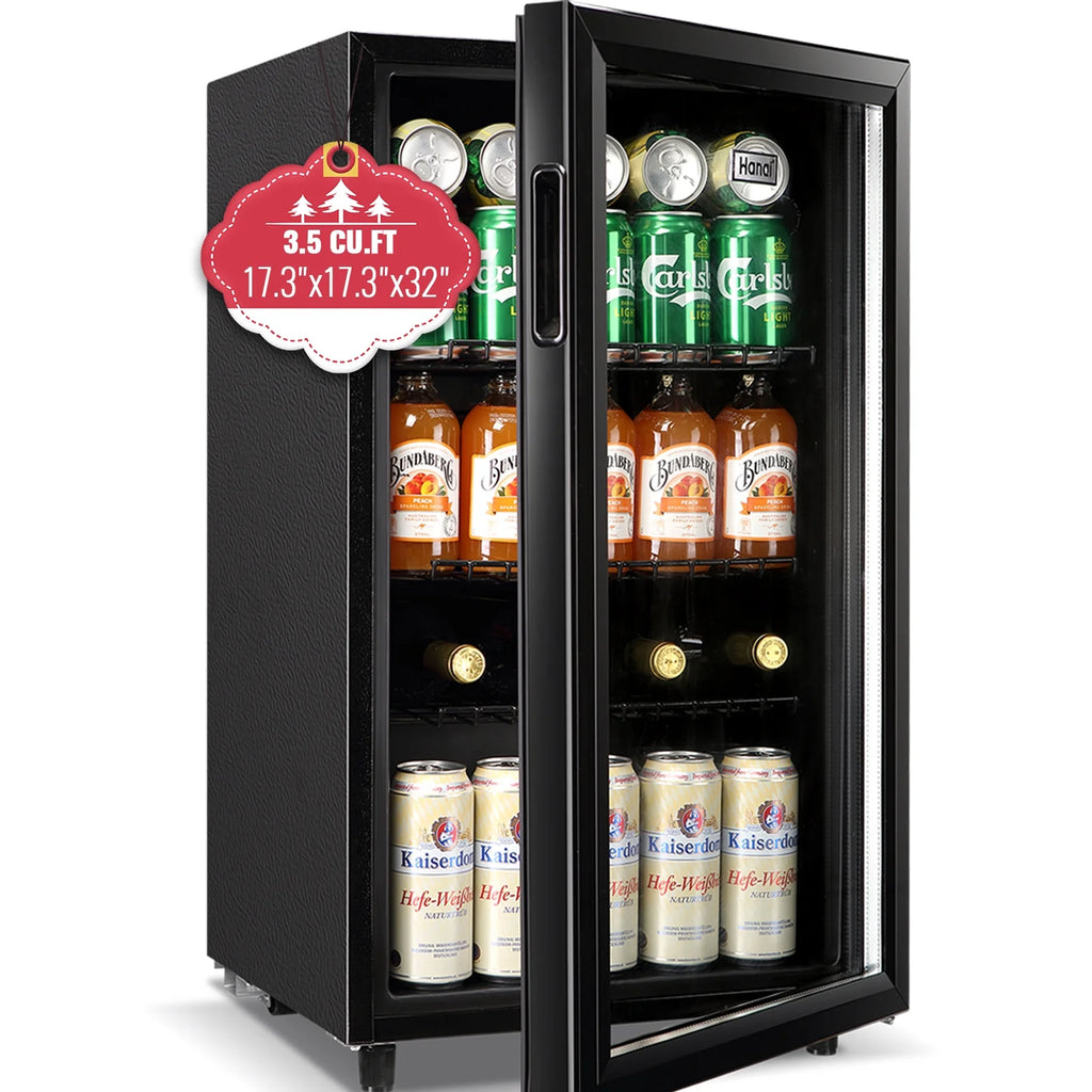 Beverage Refrigerator Cooler 60 Cans 1.7 Cu.ft Mini Fridge Glass Door Y876