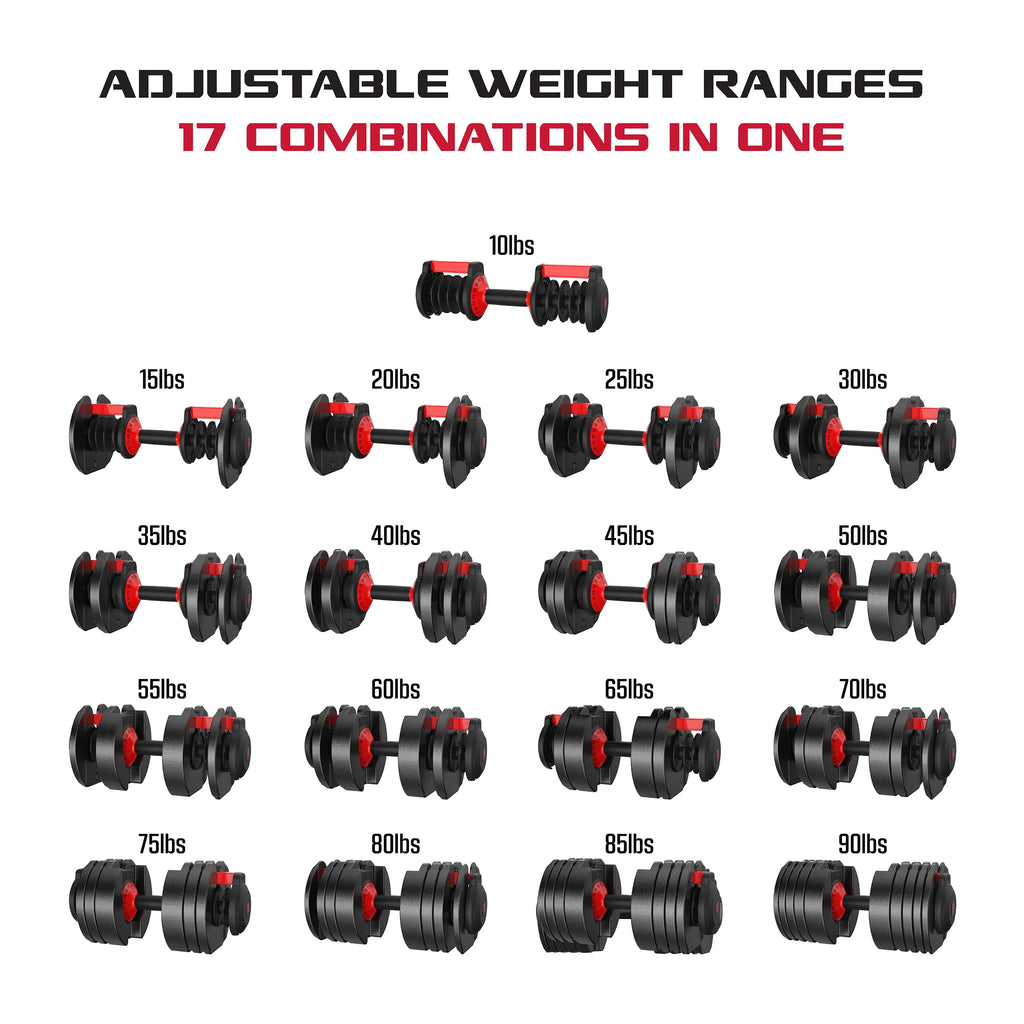 Adjustable Dumbbell 10-90 lbs Black Single H607300