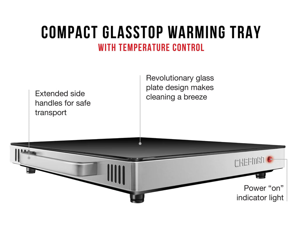 Compact Glasstop Warming Tray with Adjustable Temperature Control F180