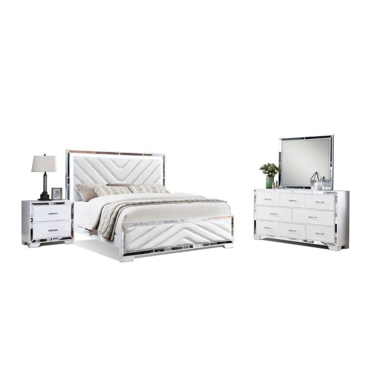 King Bedroom Set with LED Lights N874
