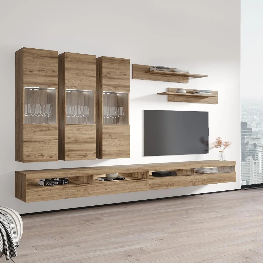 Oak Wall Mounted Floating Entertainment Center M81241