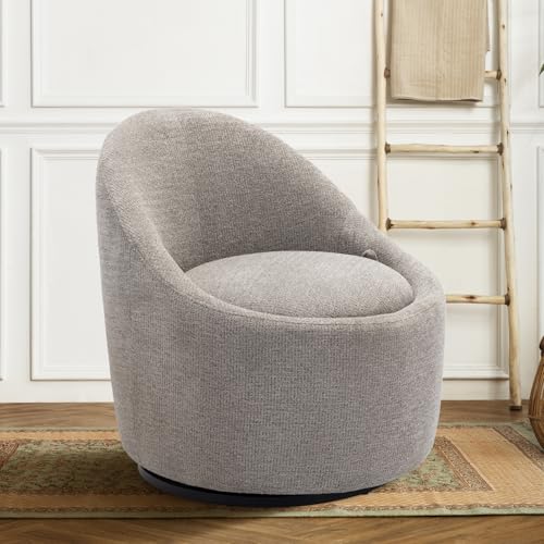 Beige Swivel Accent Chair with Hidden Storage S762