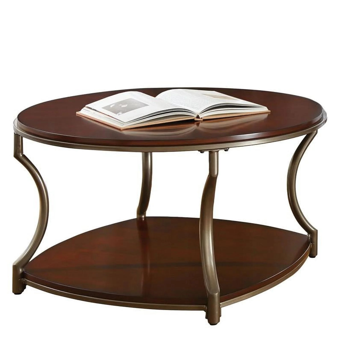 Round Wood Metal Cocktail Table F356