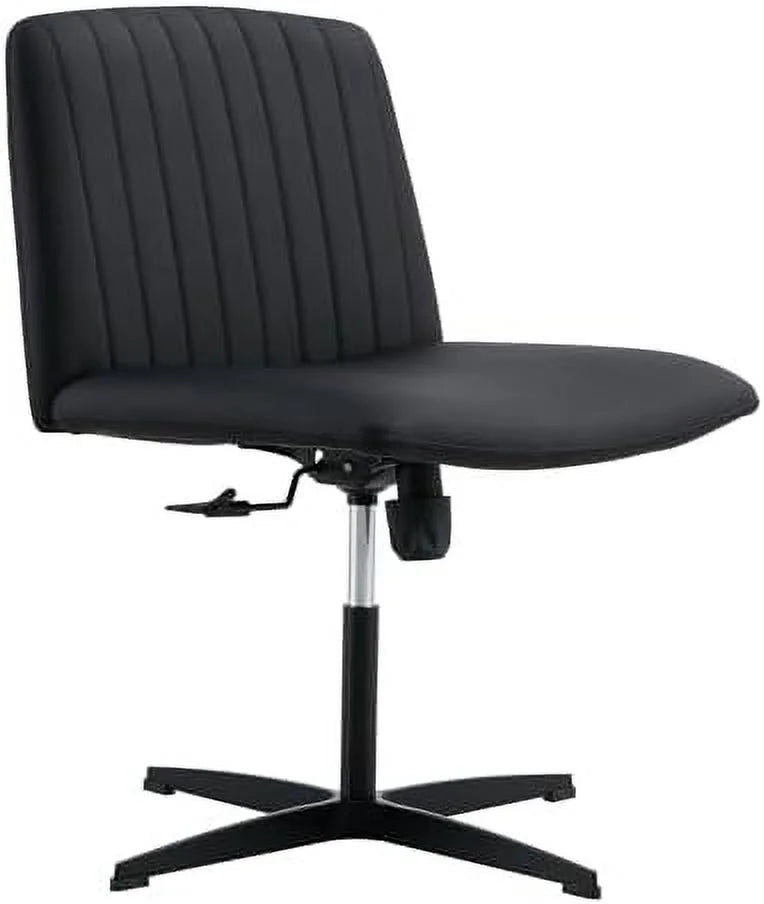 Armless Office Desk Chair No Wheels PU Adjustable Swivel F594