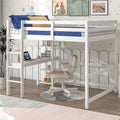 White Loft Bed with Desk and Shelves G343250