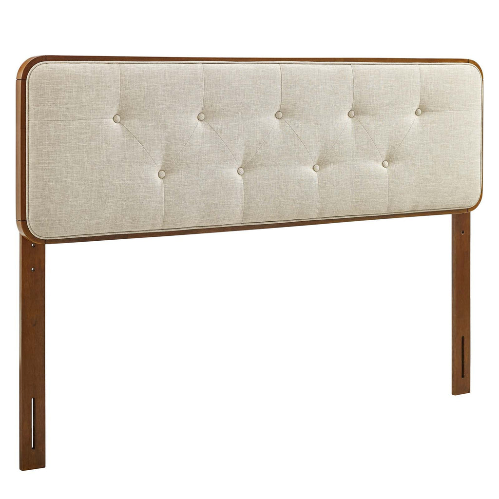 Queen Fabric and Wood Headboard in Walnut Beige Y96520
