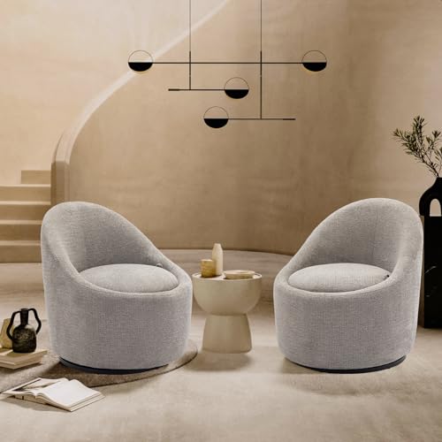 Beige Swivel Accent Chair with Hidden Storage S762