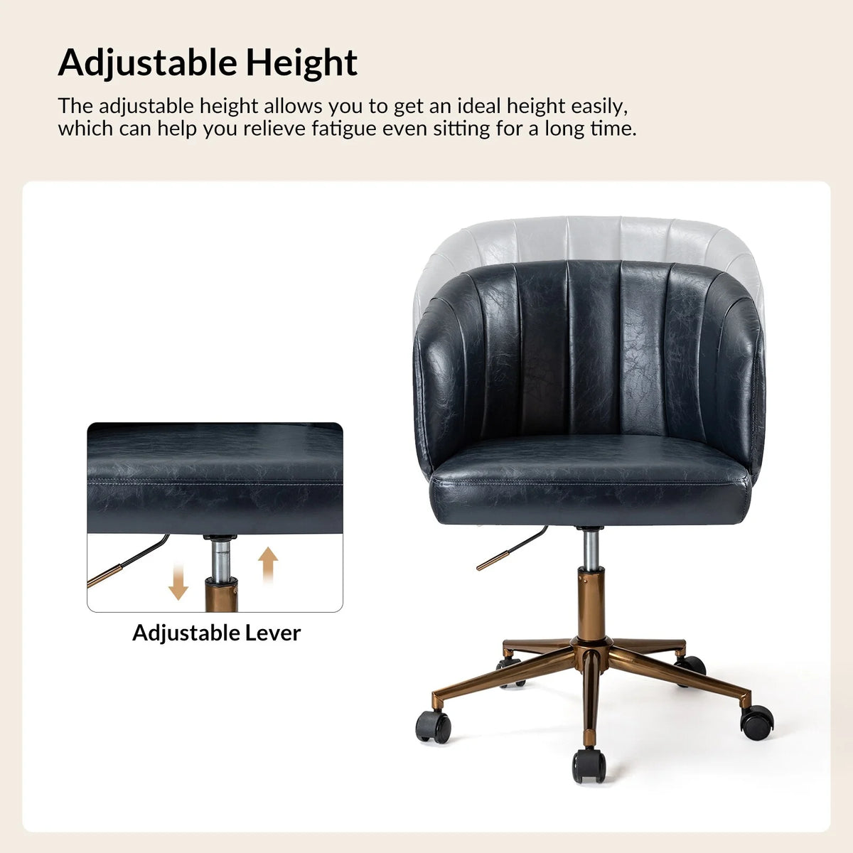 Navy Vegan Leather Ergonomic Office Chair X59292