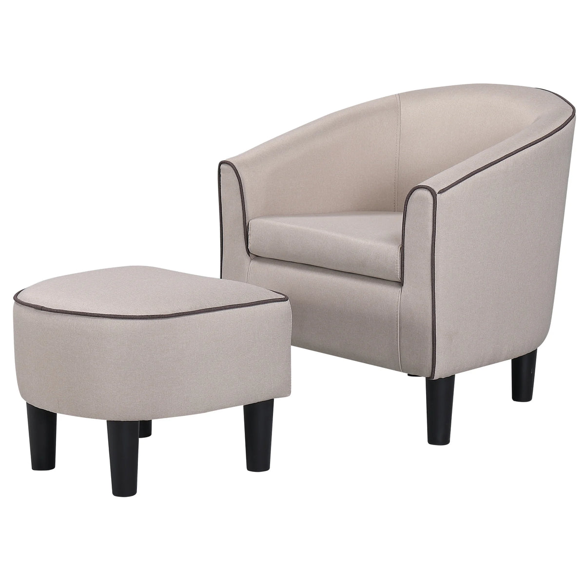 Beige Accent Chair with Ottoman L482949