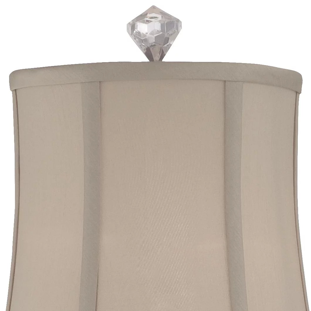 Traditional Buffet Table Lamp 32" Tall Clear Crystal Taupe Bell Shade C75242