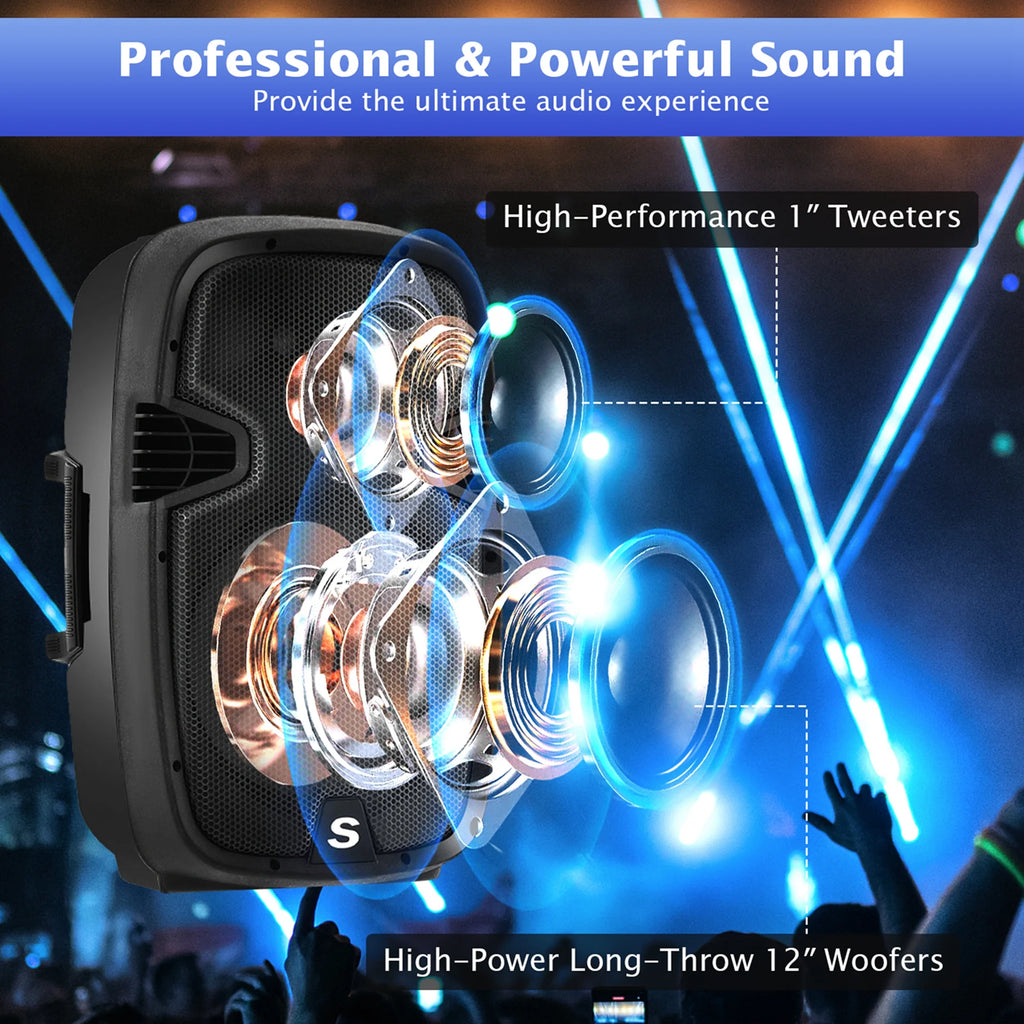 2000W Powered Speakers with Speaker Stands V3127