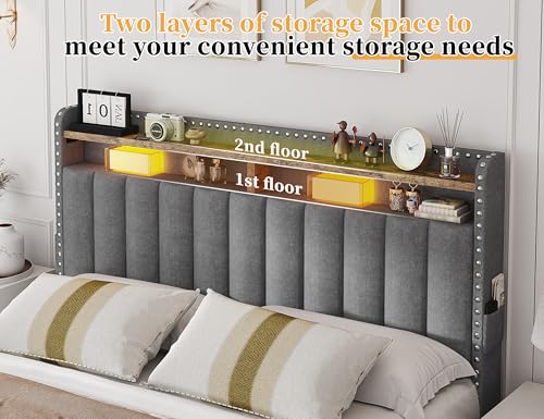 Queen Size Upholstered Bed Frame with 3 Storage Drawers D6682