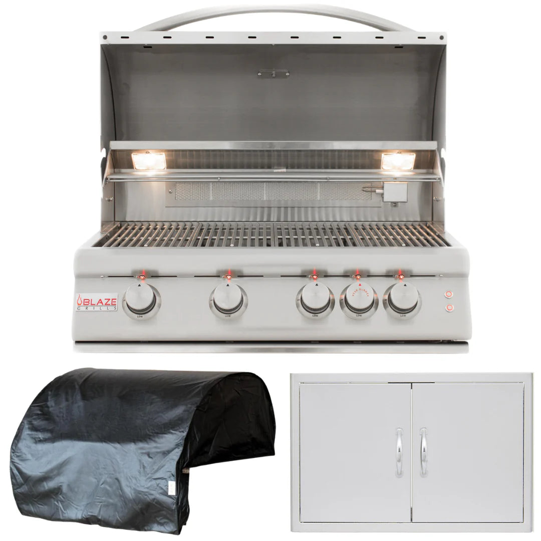 32 in. Propane Gas Grill 3 Piece Package Q45047