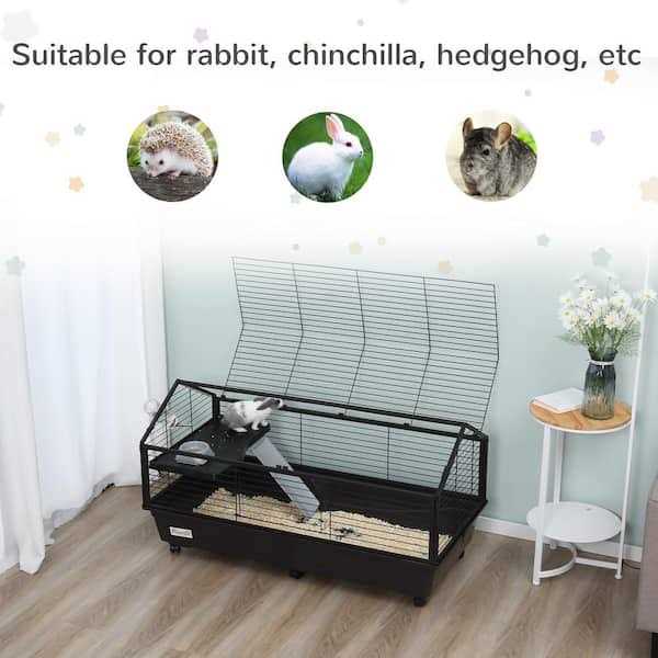 Rolling Metal Small Animal Hutch Cage with Main House and Run Z3155