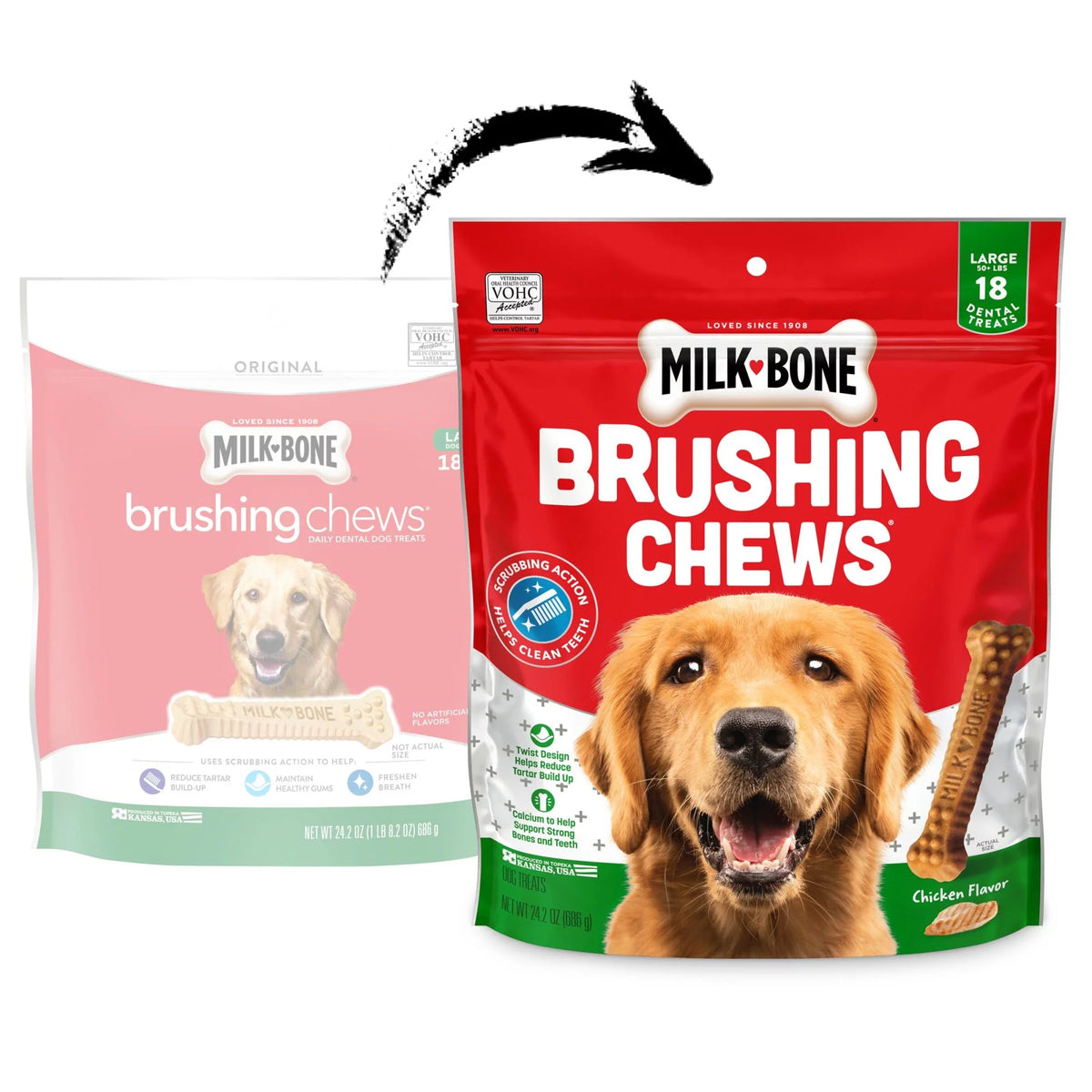 Daily Dental Dog Treats, Large, 24.2 oz, 18 Bones T57631
