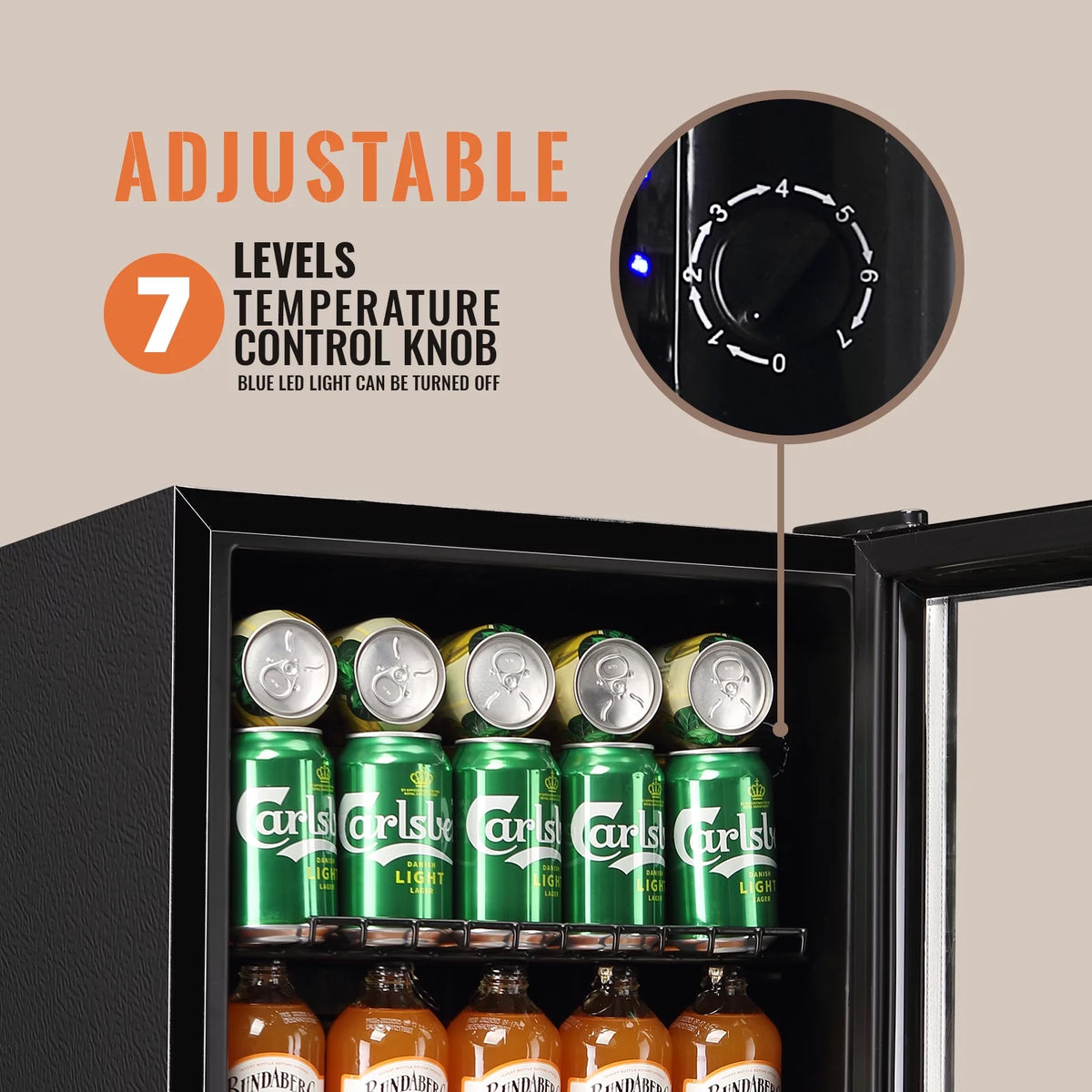 Beverage Refrigerator Cooler 60 Cans 1.7 Cu.ft Mini Fridge Glass Door Y876