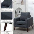 Dark Grey Upholstered Flannel Armchair with Solid Wood Legs J576
