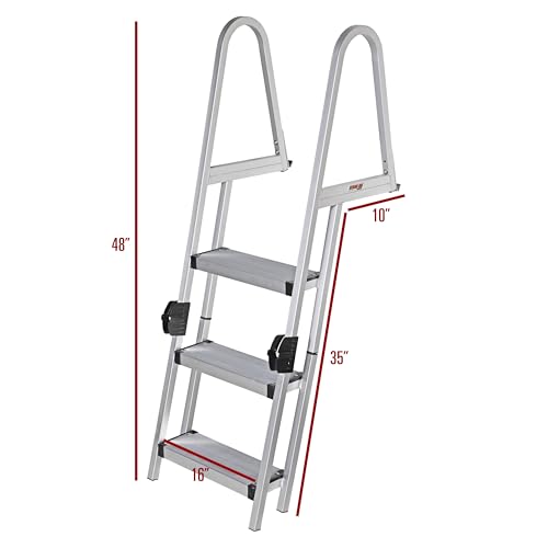 Heavy-Duty Aluminum Pontoon & Dock Ladder with 3-Step Fold-Up J261404