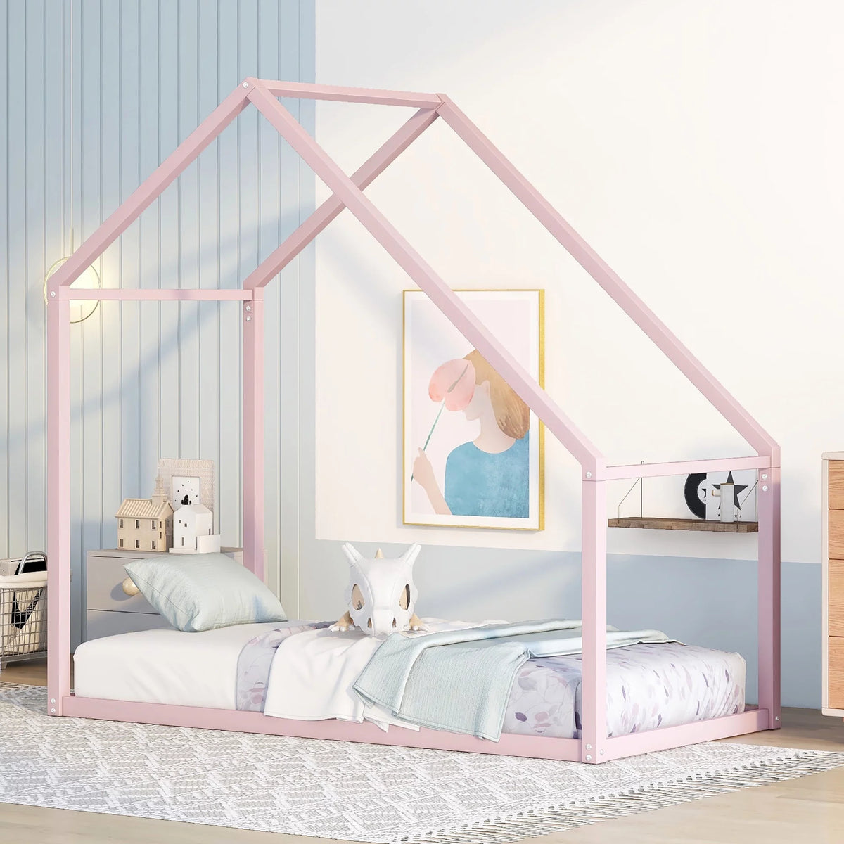 Pink Double Metal Bed A95680