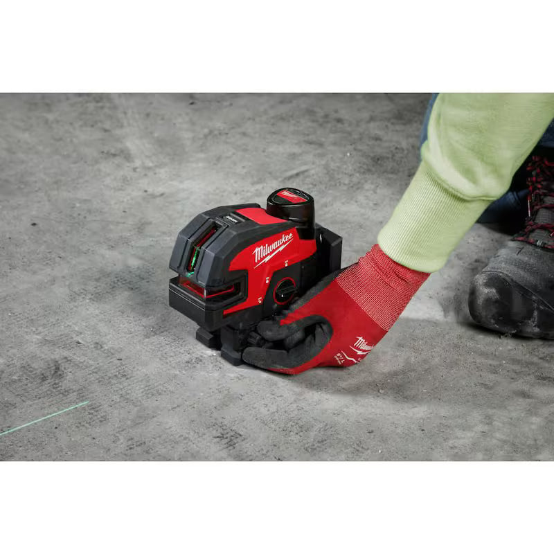 12-Volt Cordless Green Cross Line Laser Kit with Laser Distance Meter Q51230