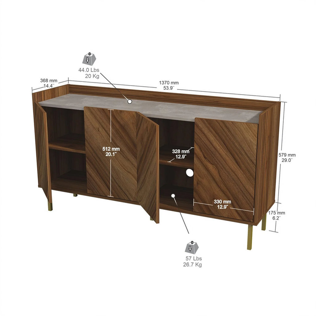 Brown Oak Engineered Wood Sideboard/Console Table O489602
