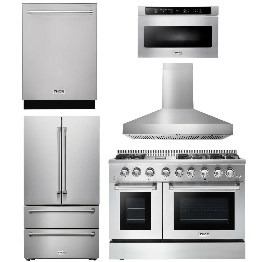 48 Propane Dual Fuel Range, Range Hood, Refrigerator, Dishwasher, Microwave A290468