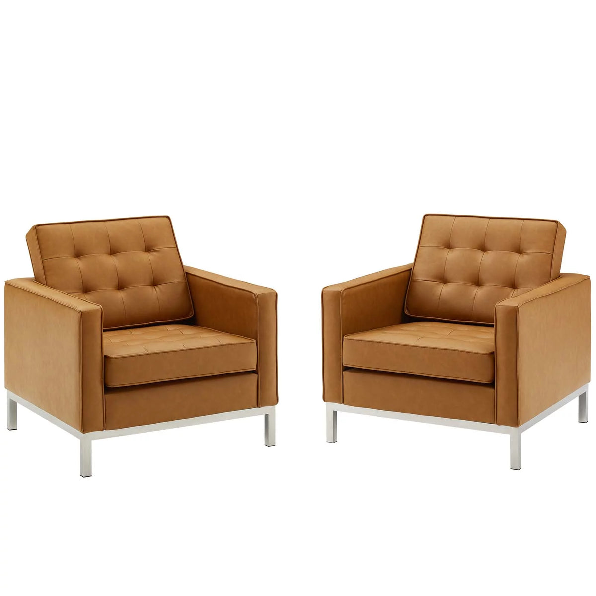Faux Leather Tufted Accent Chair Set of 2 X134266
