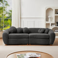 87.7" Gray Teddy Upholstered 3 Seater Sofa with 5 Pillows A700