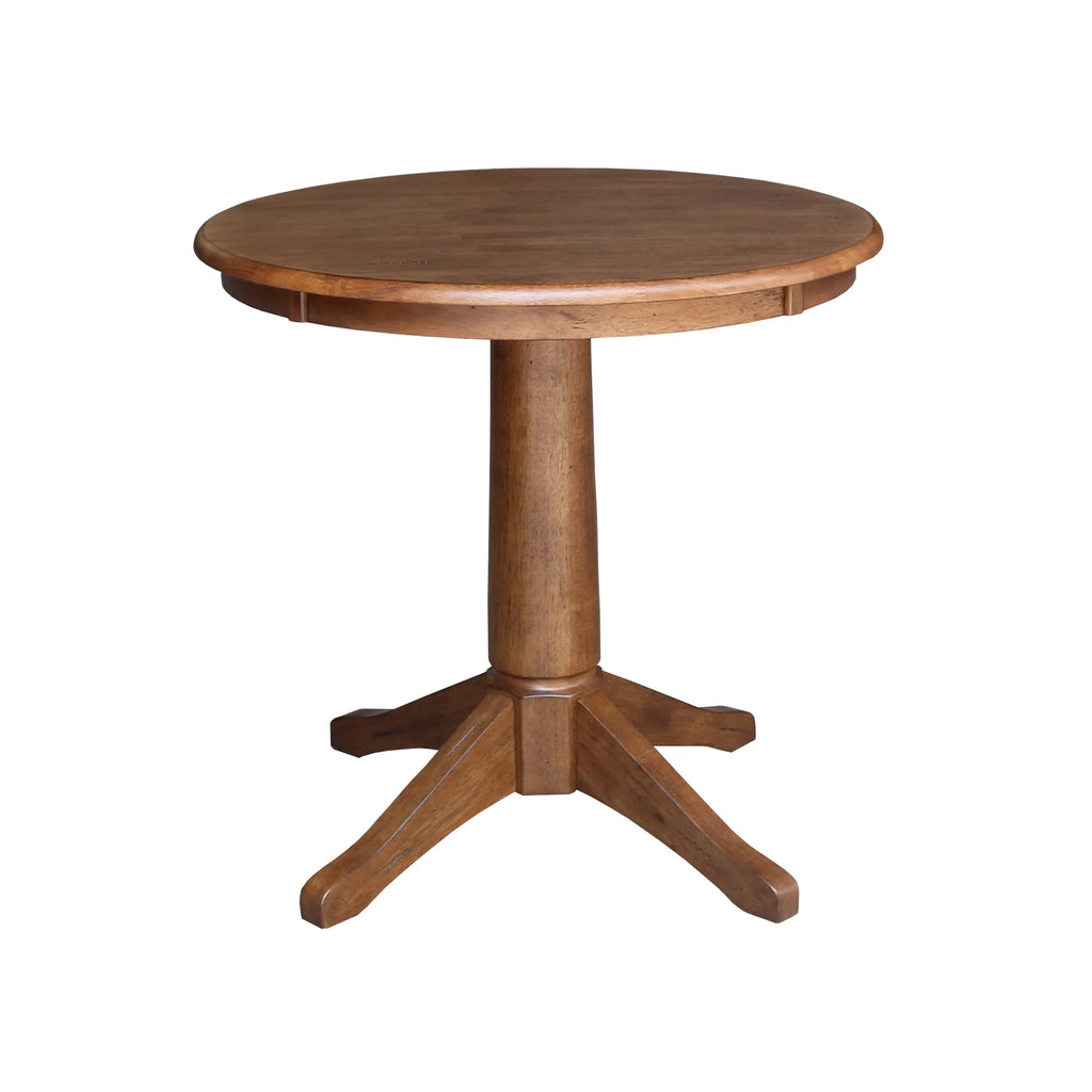 Round Solid Wood Pedestal Dining Table with 2 Splat Back Dining Chairs M698604