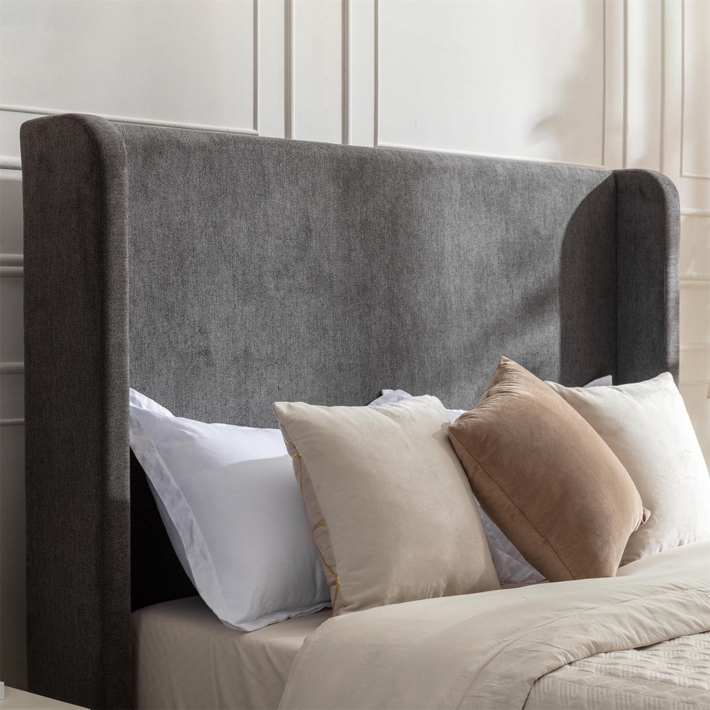 Queen Size Upholstered Platform Bed Frame with Wingback Headboard Z7406