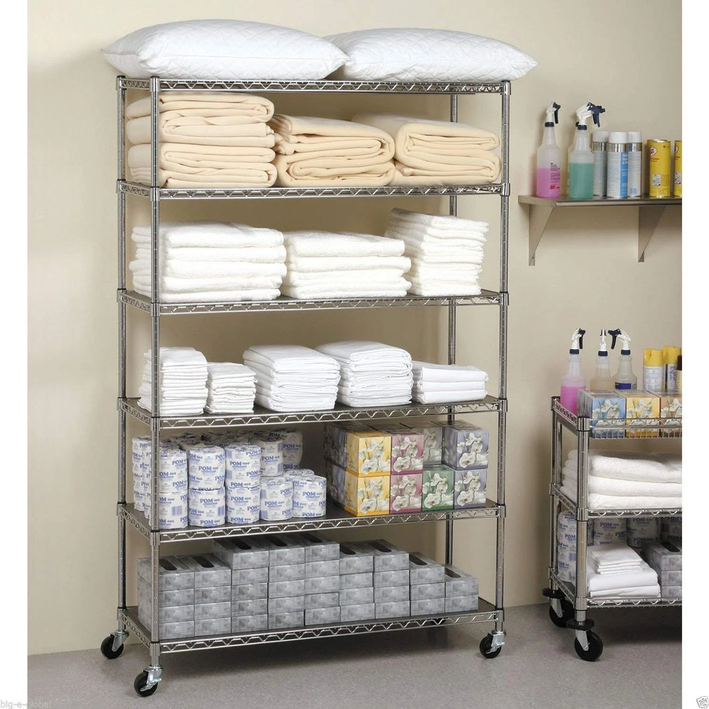 Black 6-Tier Adjustable Wire Shelving Unit P605603