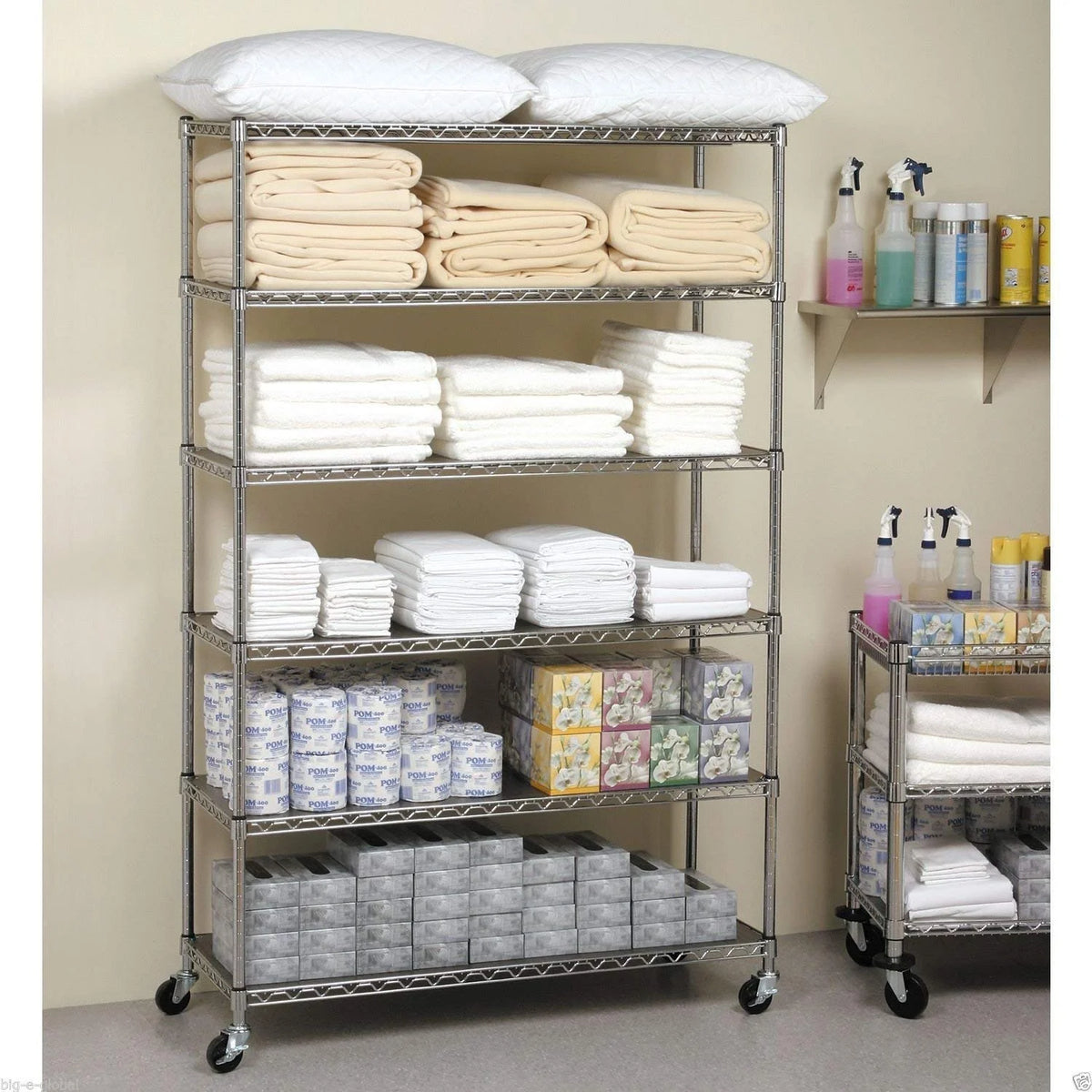 Black 6-Tier Adjustable Wire Shelving Unit P605603