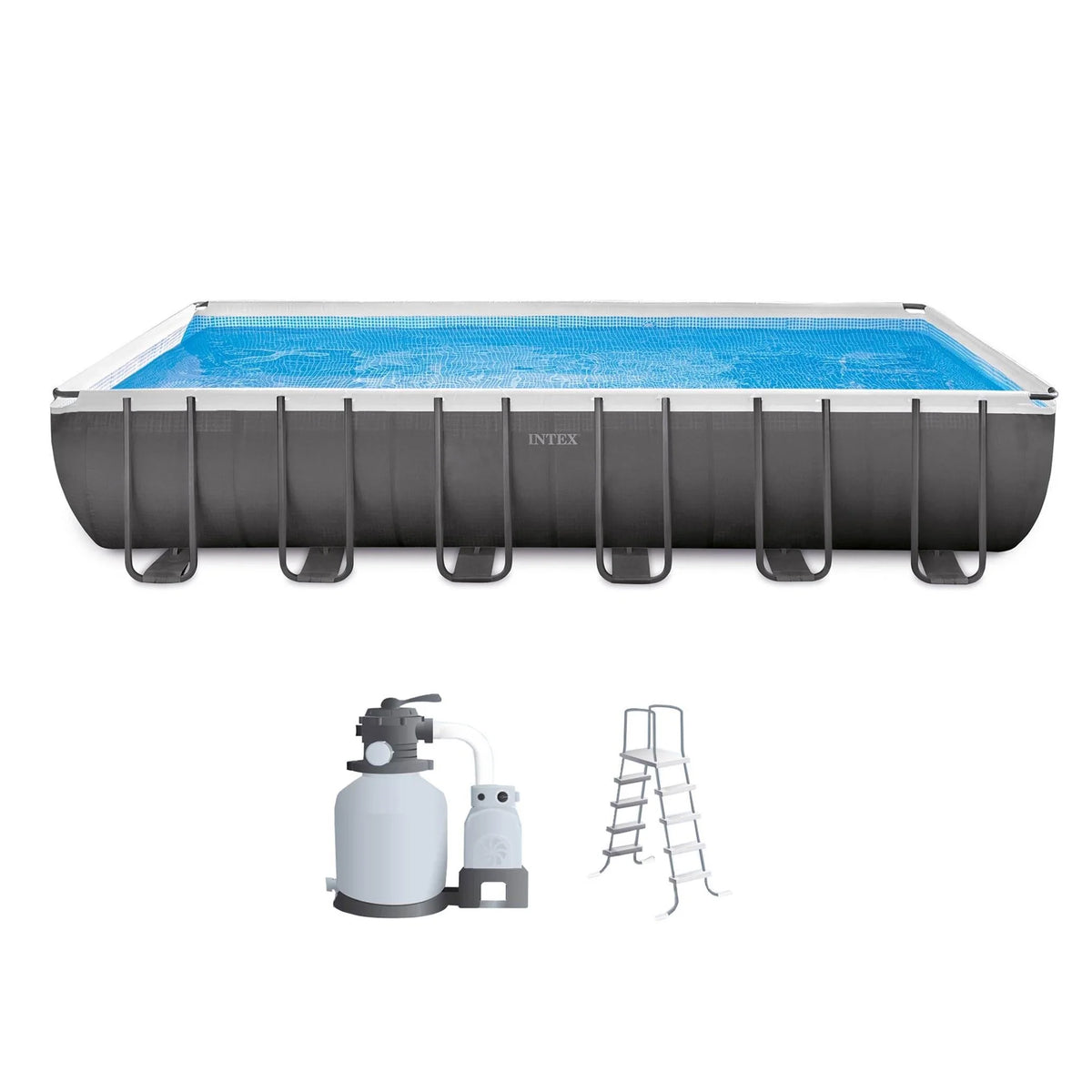 12' x 24' Rectangle Metal Frame Above Ground Pool I806